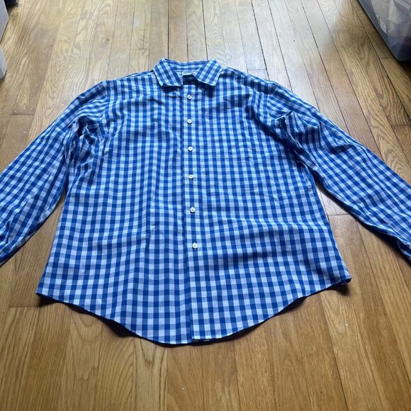 Brooks Brothers Size L Blue White Check Non Iron Supima Cotton Button Up Shirt - Picture 4 of 12